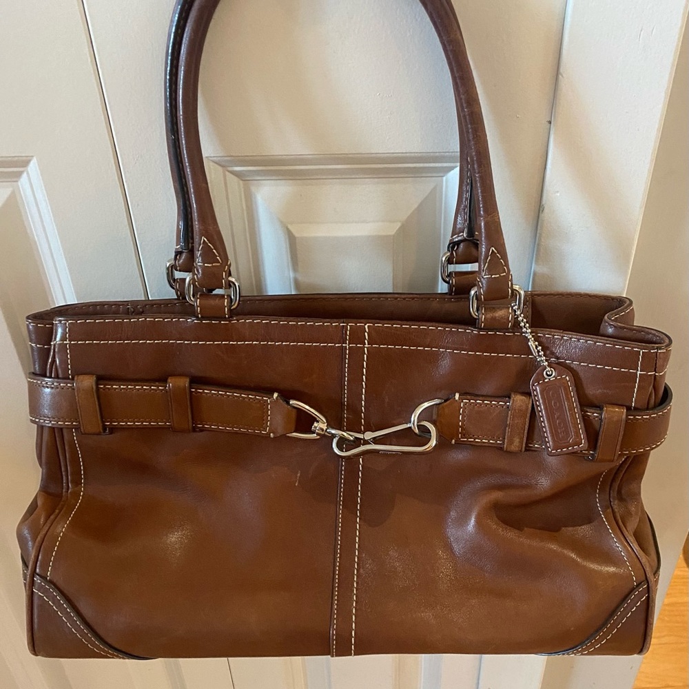Vintage Coach Hampton brown leather satchel bag